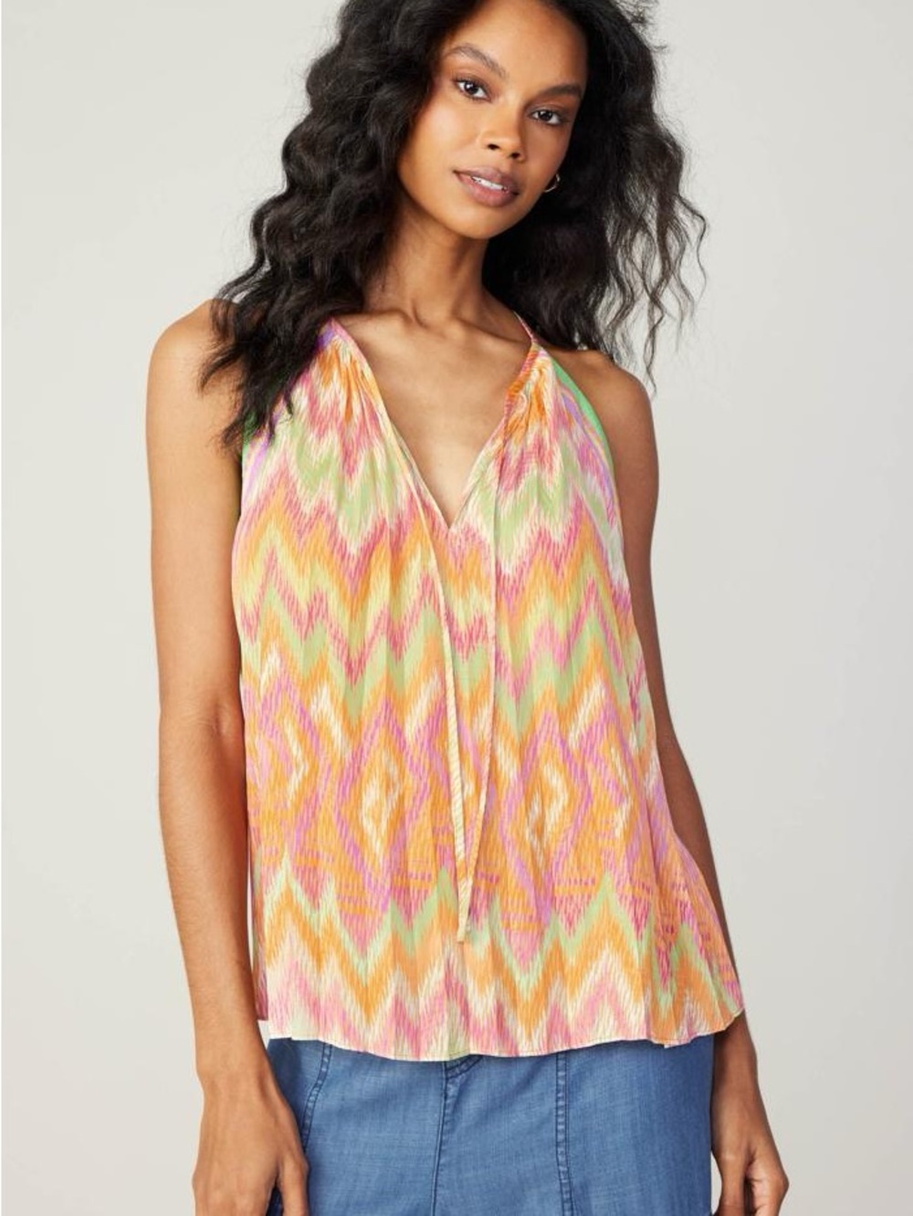 Current Air Multicolor Zigzag V-Neck Tank Top